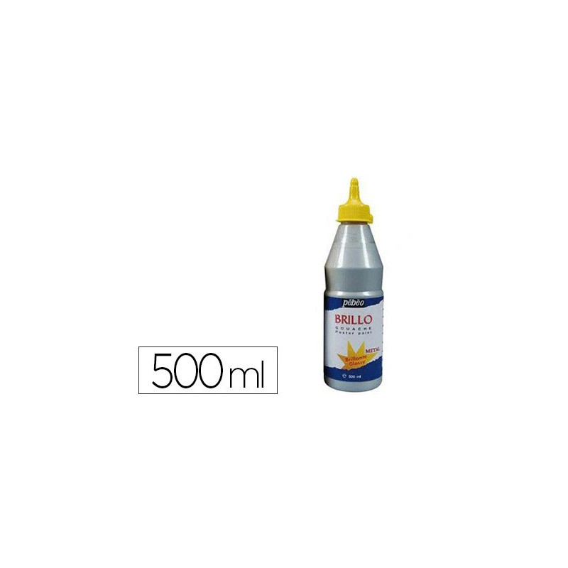 Gouache liquide pébéo brillo prête à l'emploi opaque onctueuse brillance exceptionnelle coloris argent flacon 500ml