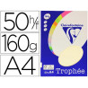 Papier couleur clairefontaine trophée personal paper pack a4 160g/m2 ivoire paquet 50 feuilles unicolores