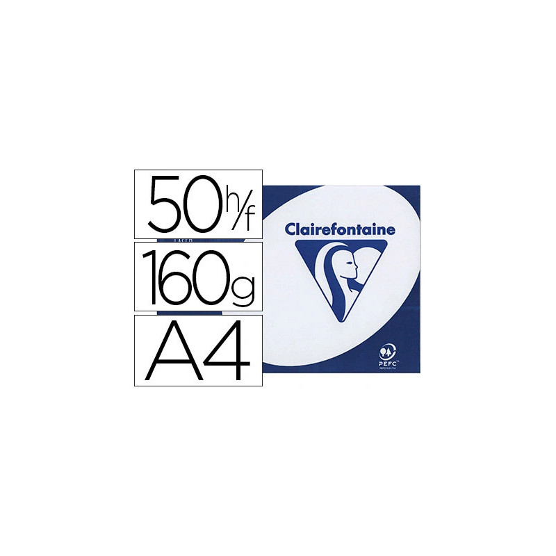 Papier clairefontaine clairalfa extra blanc a4 160g/m2 blancheur 170 opacité 93 rigidité 135 toucher satiné 50 feuilles