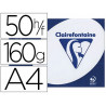 Papier clairefontaine clairalfa extra blanc a4 160g/m2 blancheur 170 opacité 93 rigidité 135 toucher satiné 50 feuilles