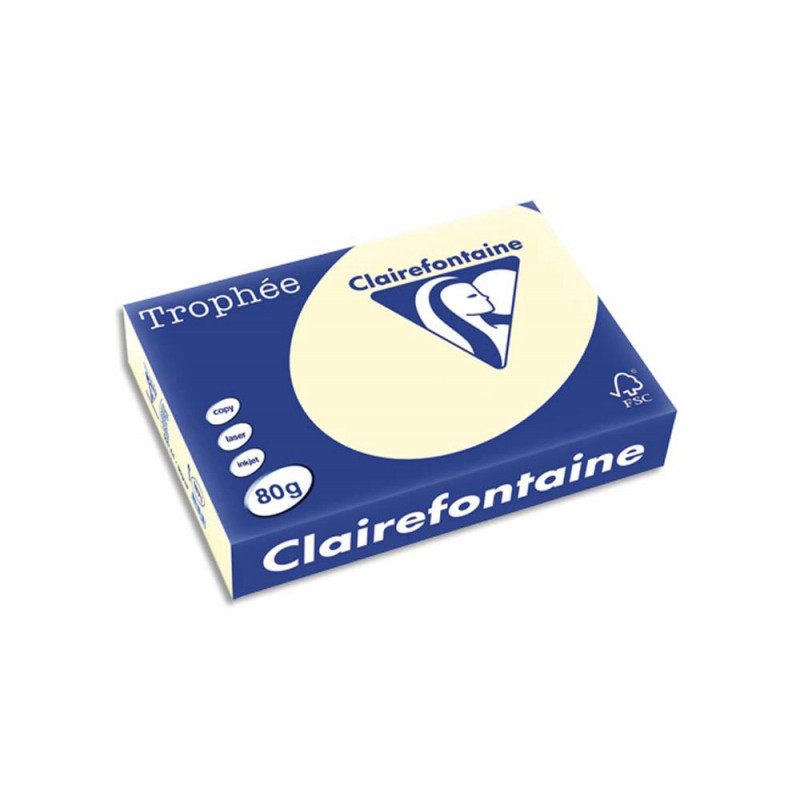 Papier couleur clairefontaine trophée multifonction a4 80g/m2 couleurs vives ivoire paquet 500 feuilles