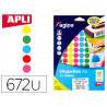 Pastille adhésive apli agipa diamètre 15mm coloris assortis pochette 672 unités