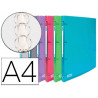 Classeur oxford hawaï 4 anneaux ronds 30mm polypropylène supérieur 5/10e 310x245mm dos 40mm étiquette dos incolore