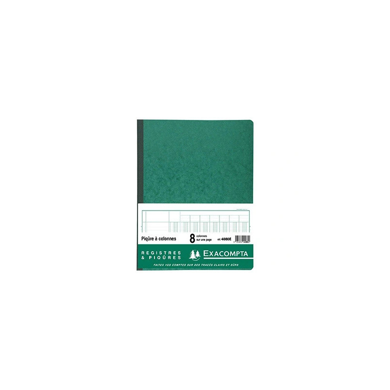 Registre piqûre exacompta colonnes 250x320mm 33 lignes 8 colonnes/page 80 pages