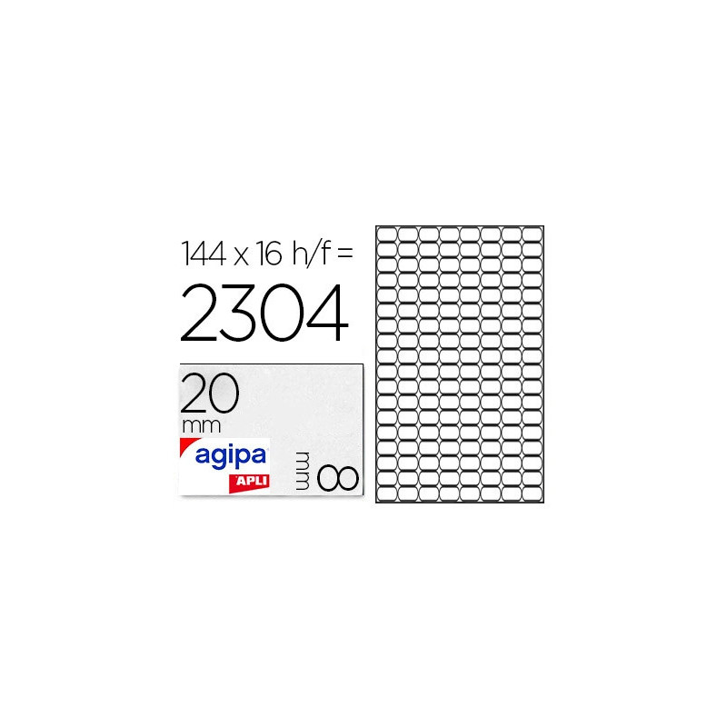 Étiquette adhésive apli agipa multi-usage 8x20mm laser jet d'encre formats paramétrés étui a5 2304 unités