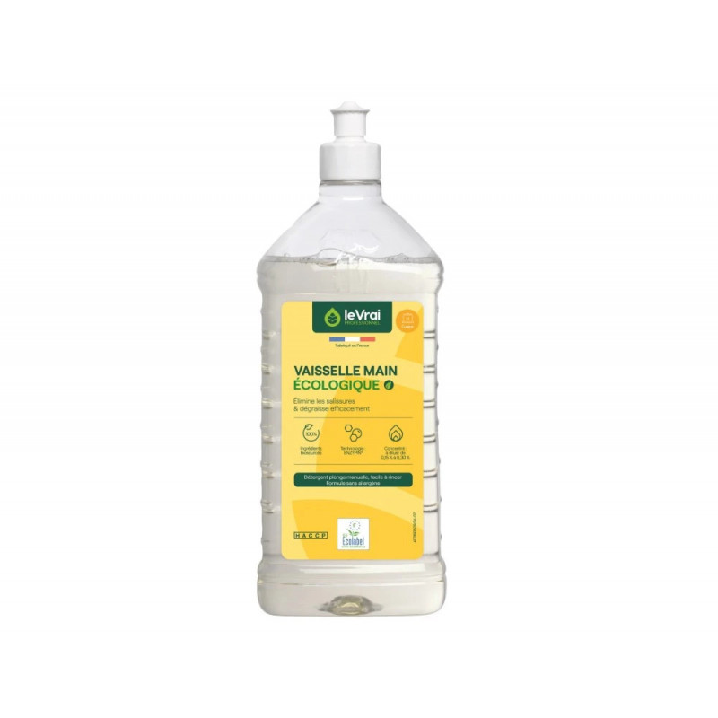 Liquide vaisselle enzymatique formule professionnelle degraissante flacon 1l