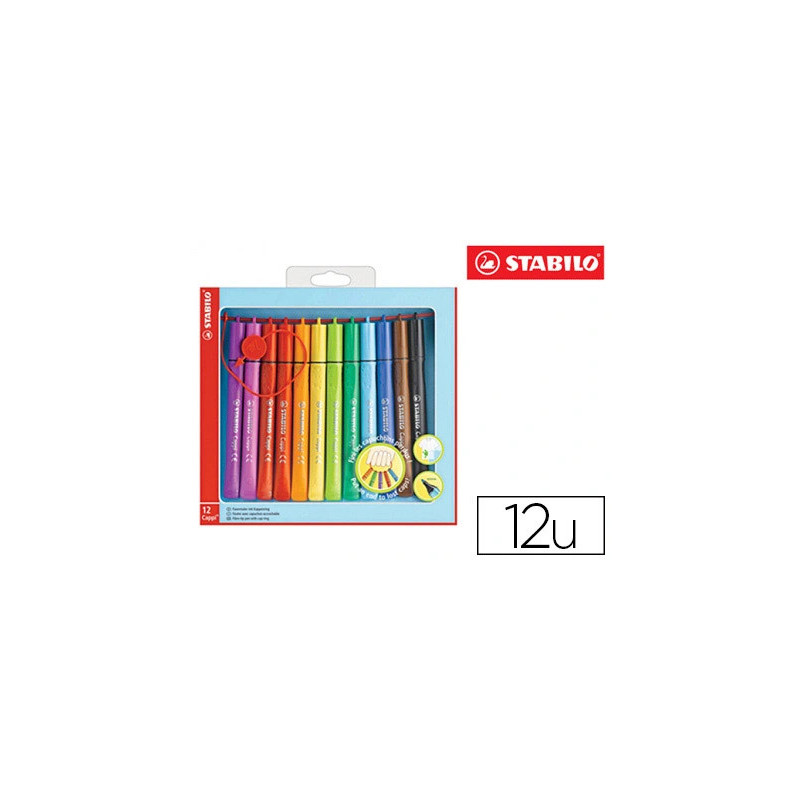 Feutre coloriage stabilo cappi trousseau zone grip triangulaire capuchon ventilé pointe moyenne coffret 12 unités