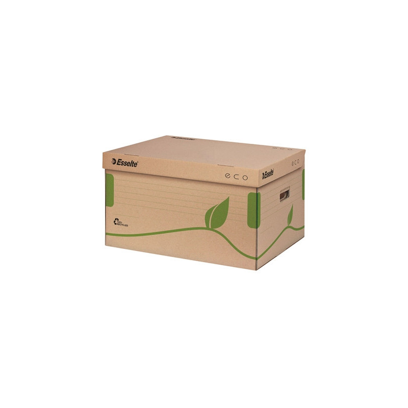 Conteneur esselte carton ondulé brun recyclable 439x242x345mm capacité 4/5 boîtes dos 80/100mm poignées livré à plat