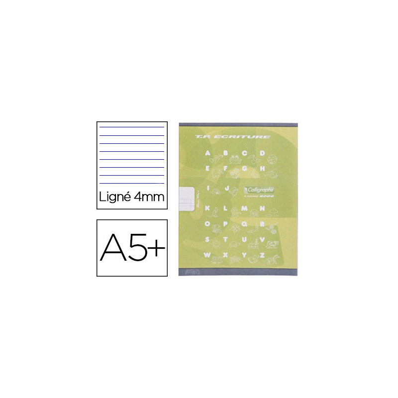 Cahier clairefontaine maternelle couverture carte offset 17x22cm 32 pages 16 double ligne 4mm/16 unies 90g vert