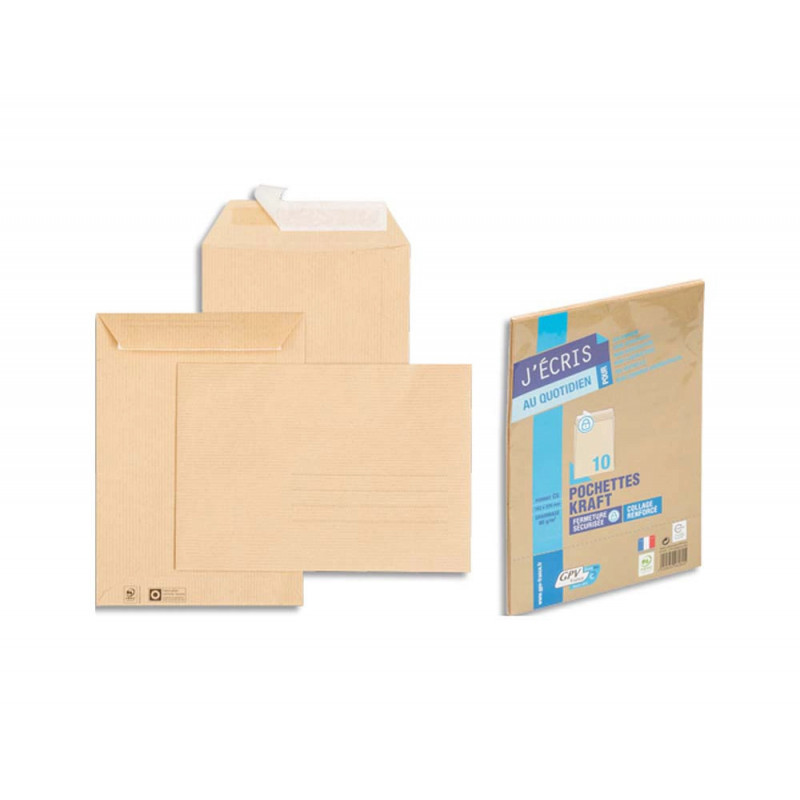 Pochette kraft gpv adhésive économique c5 162x229mm 90g paquet 10 unités