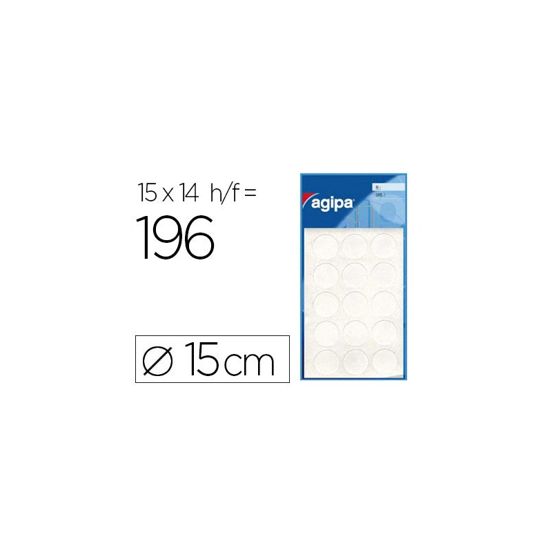 Pastille adhésive apli agipa diamètre 15mm permanente coloris blanc pochette 196 unités
