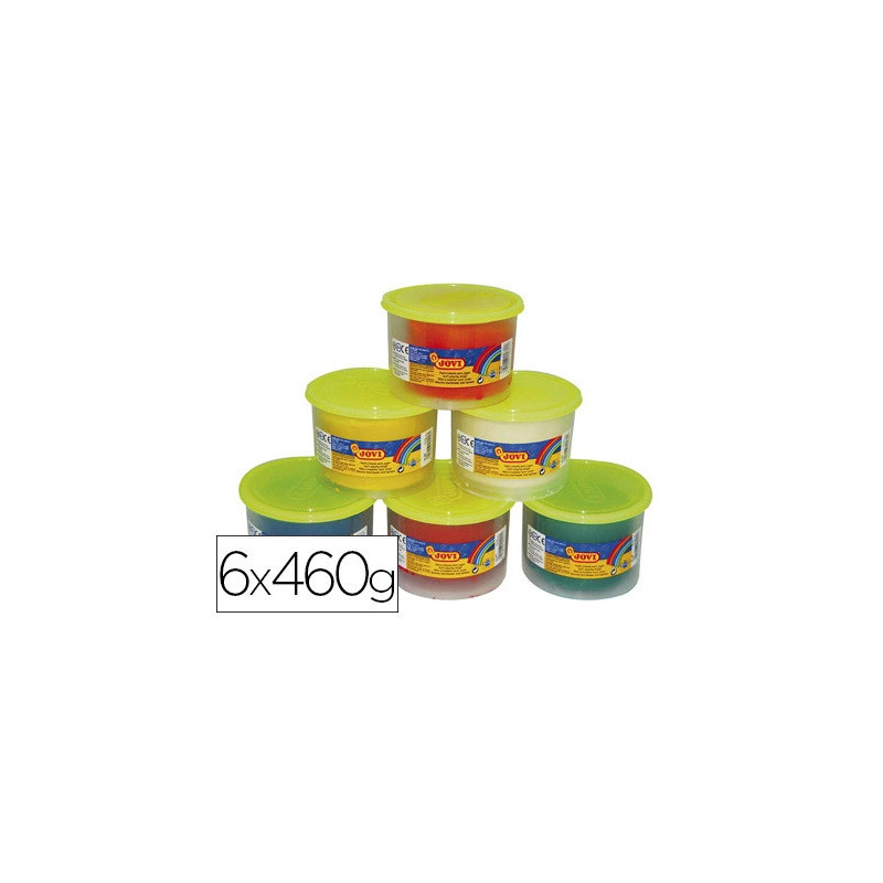 Pâte à modeler jovi box blandiver coloris assortis blanc jaune rouge vert bleu orange 6 pains 460g
