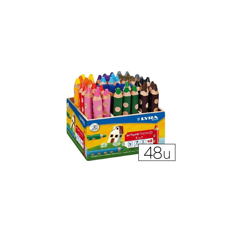 Crayon couleur lyra groove triple 3en1 10mm coffret école 48 unités