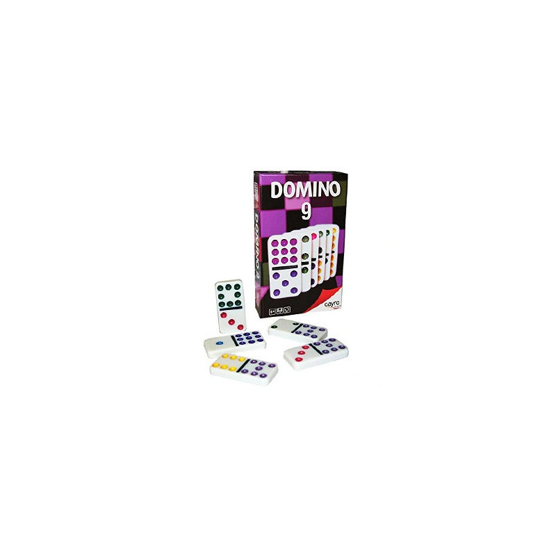 Jeu dominos en plastique grand format 2.5x5cm composé de 55 pièces 9 points 9 coloris 1/11 joues