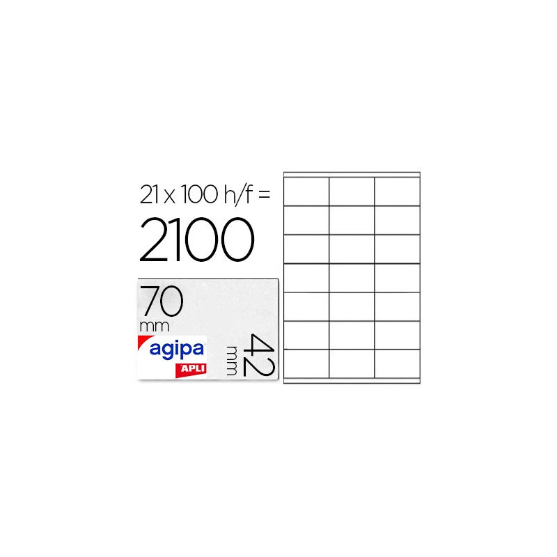Étiquette adhésive apli agipa imprimante laser copieur 70x42mm boîte 2100 unités