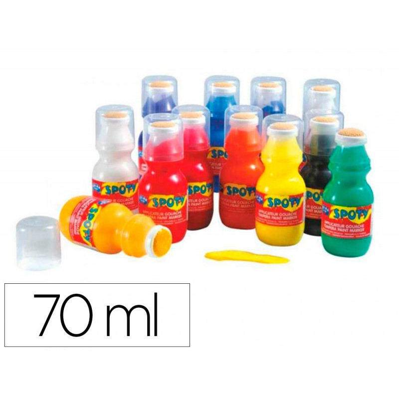 Gouache lefranc bourgeois liquide applicateur spoty embout mousse coloris assortis boîte 12 flacons 70ml