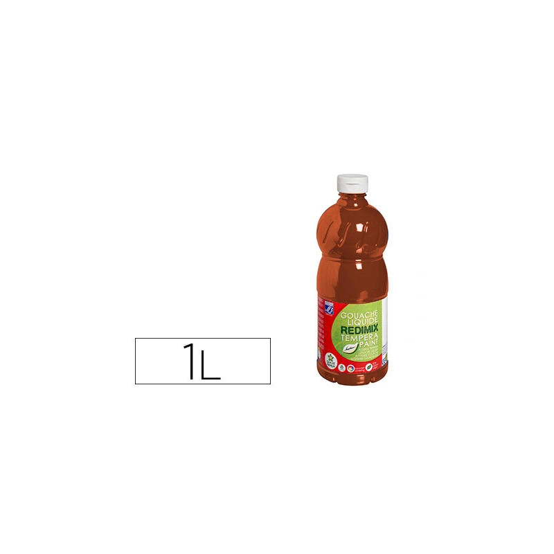 Gouache lefranc bourgeois liquide redimix non toxique fluide couvrante prête à l'emploi terre sienne flacon 1000ml