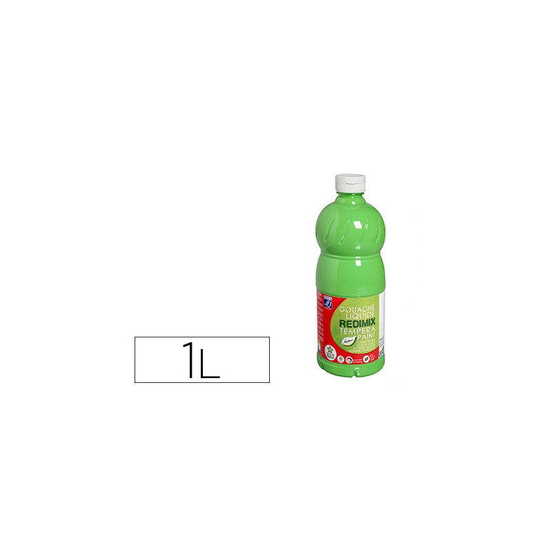 Gouache lefranc bourgeois liquide redimix non toxique fluide couvrante prête à l'emploi vert clair flacon 1000ml
