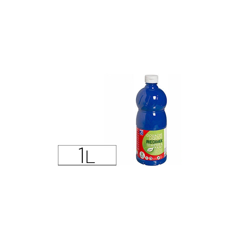 Gouache lefranc bourgeois liquide redimix non toxique fluide couvrante prête à l'emploi bleu outremer flacon 1000ml