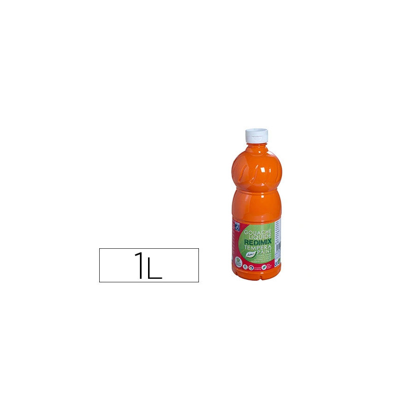 Gouache lefranc bourgeois liquide redimix non toxique fluide couvrante prête à l'emploi orange flacon 1000ml