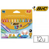 Crayon cire bic kids plastidécor triangle gros 90mm diamètre 12mm résistant non salissant étui carton 12 unités