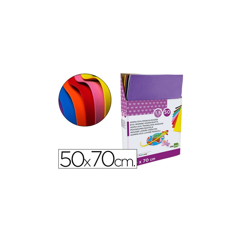 Présentoir de 50 plaques mousse liderpapel 60g/m2 épaisseur 1,5mm 500x700mm 10 coloris assortis