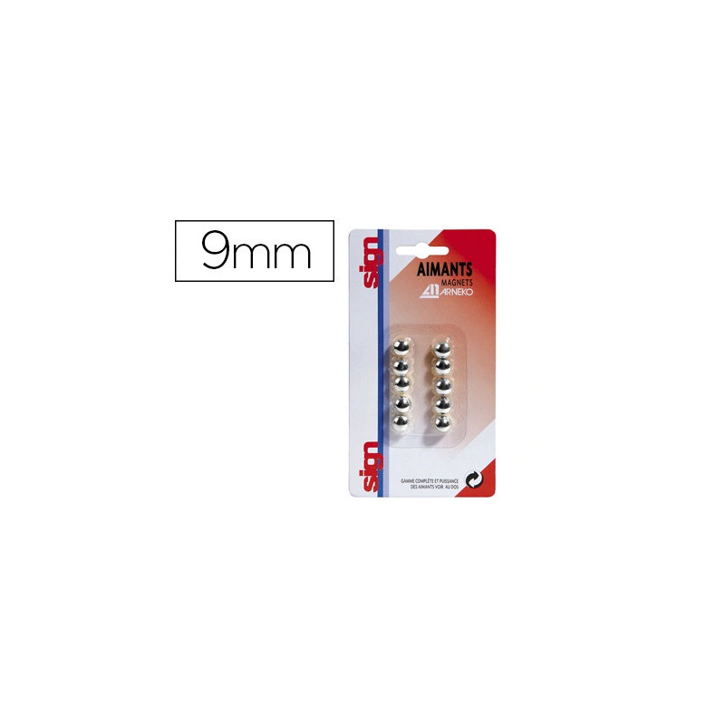 Aimant sign rond métallisé diamètre 9mm coloris argent pack 10 unités