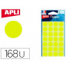 Pastille adhésive apli agipa diamètre 15mm coloris jaune pochette 168 unités