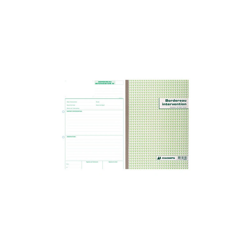 Manifold autocopiant exacompta borderau d'intervention a4 210x297mm foliotage 50 duplis