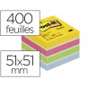 Bloc-notes post-it minis 51x51mm 400f repositionnables coloris énergie