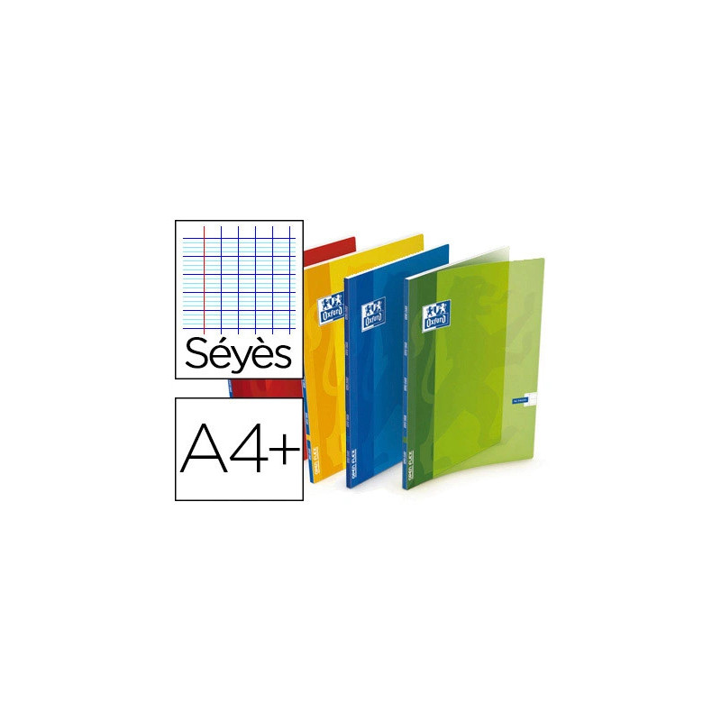 Cahier piqué oxford openflex couverture polypropylène transparente rainurée a4+ 24x32cm 140 pages séyès page de garde