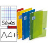 Cahier piqué oxford openflex couverture polypropylène transparente rainurée a4+ 24x32cm 140 pages séyès page de garde