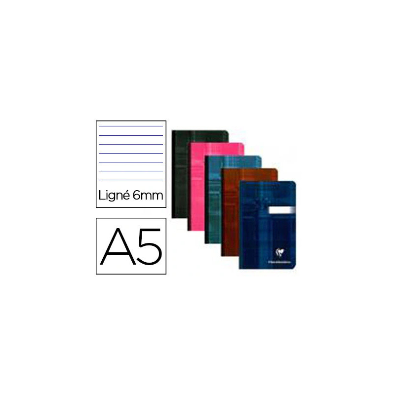 Carnet vocabulaire clairefontaine papier vélin velouté a5 14,8x21cm 64 pages 90g ligné marge rouge 6 coloris assortis