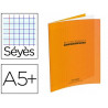 Cahier piqué conquérant classique couverture polypropylène rigide transparente a5+ 17x22cm 60 pages 90g séyès orange