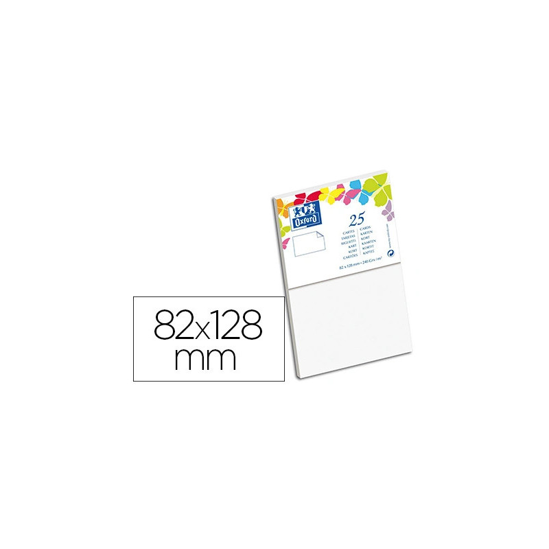 Carte oxford vélin 82x128mm 240g coloris blanc étui 25 unités