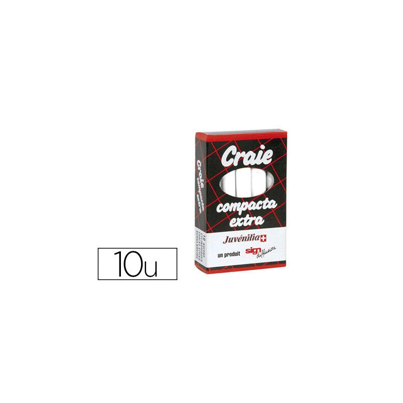 Craie juvenilia compacta l80mmx10mm sans crissement anti-poussière coloris blanc boîte 10 unités