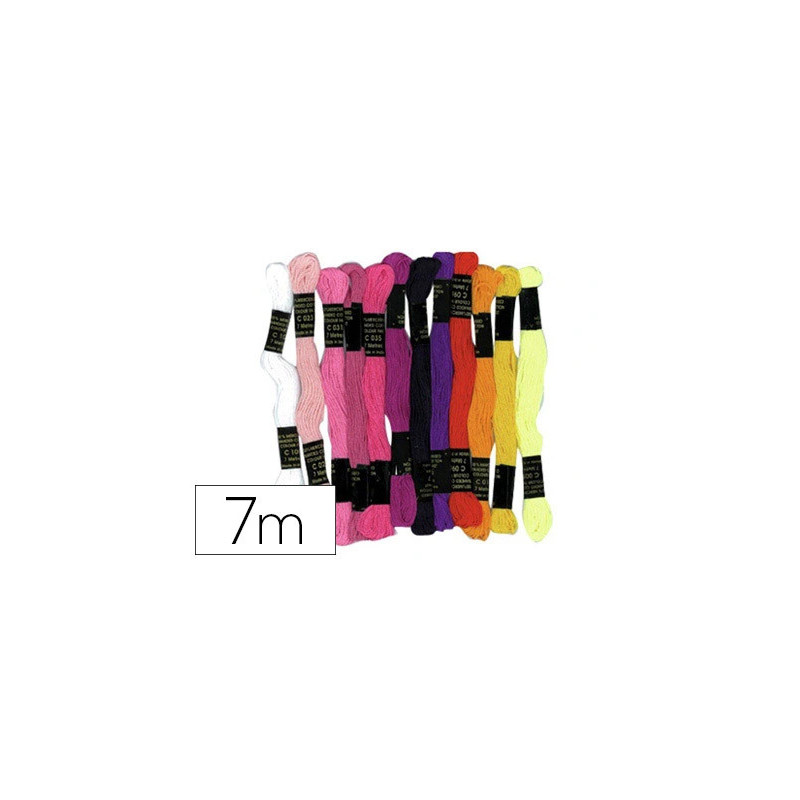 Fil coton bracelet brésilien 7m coloris assortis sachet 12 échevettes