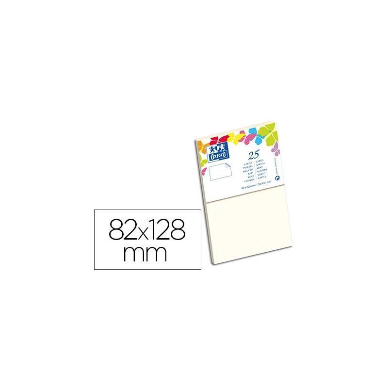 Carte oxford vélin 82x128mm 240g coloris vanille étui 25 unités