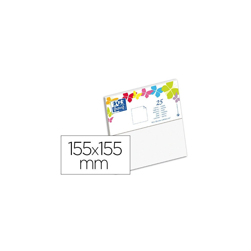 Carte oxford vélin 155x155mm 240g coloris blanc étui 25 unités