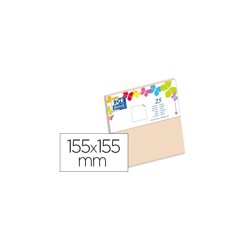 Carte oxford vélin 155x155mm 240g coloris vanille étui 25 unités