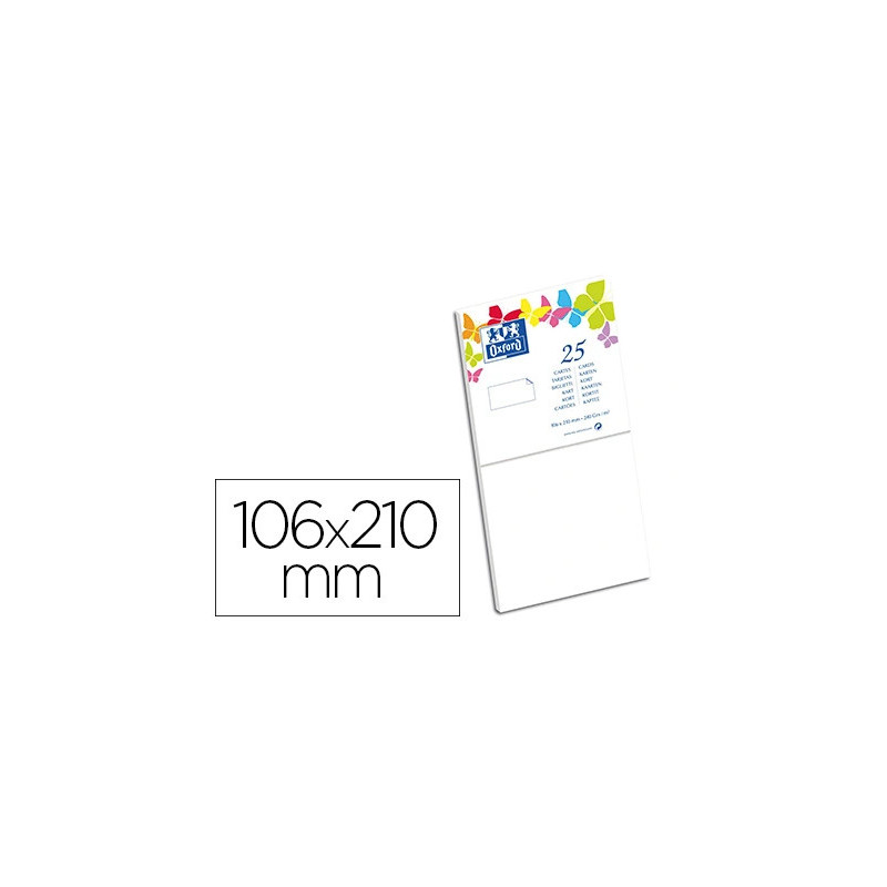 Carte oxford vélin 106x210mm 240g coloris blanc étui 25 unités