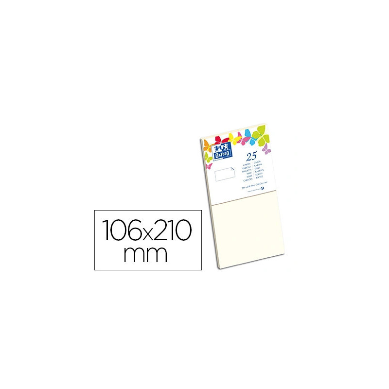 Carte oxford vélin 106x210mm 240g coloris vanille étui 25 unités