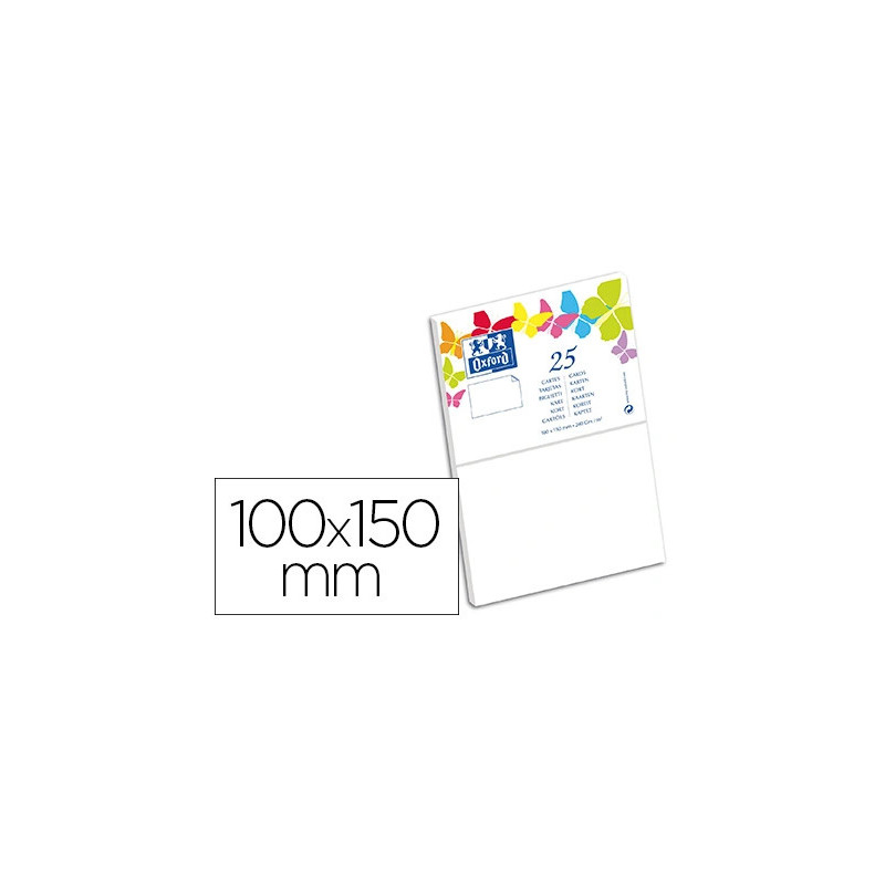 Carte oxford vélin 100x150mm 240g coloris blanc étui 25 unités
