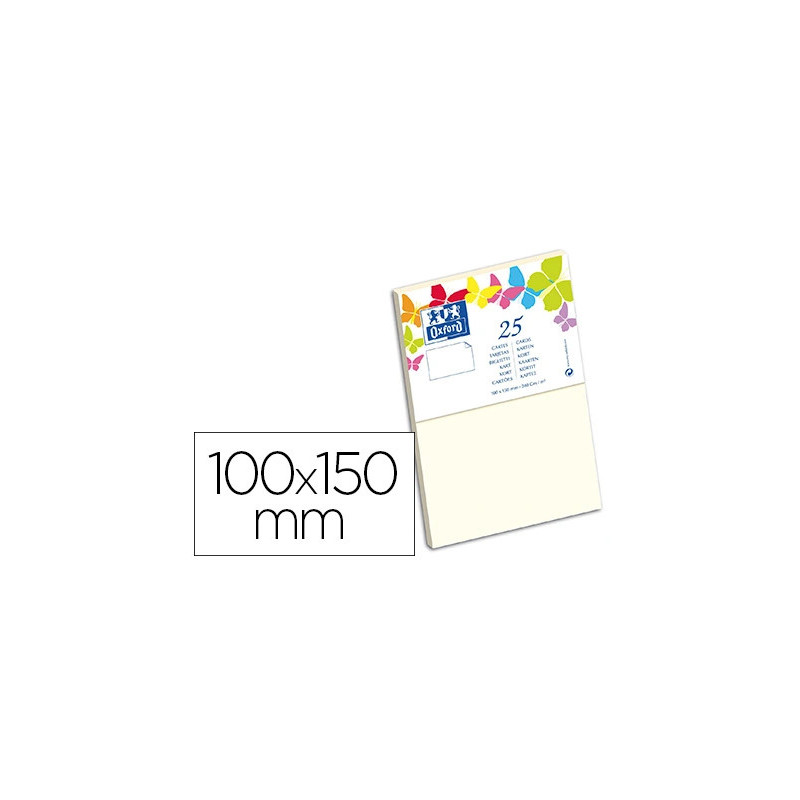 Carte oxford vélin 100x150mm 240g coloris vanille étui 25 unités
