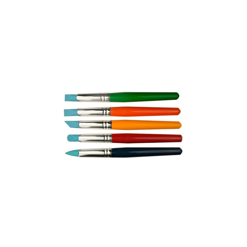 Pinceau sculpteur pinselfabrik maternelle manche couleur pointe silicone inusable formes assorties set 5 unités