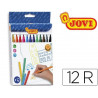 Feutre coloriage jovi lavable capuchon sécurité ventilé pointe solide 3mm 2 formats fine/maxi pochette 12 unités