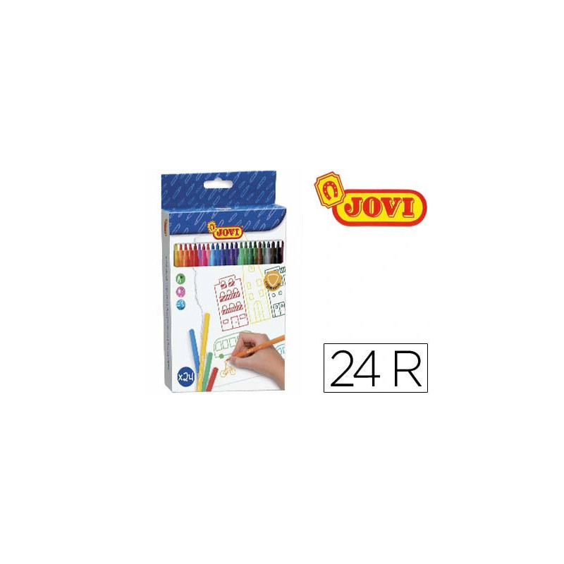 Feutre coloriage jovi lavable capuchon sécurité ventilé pointe solide 3mm 2 formats fine/maxi pochette 24 unités