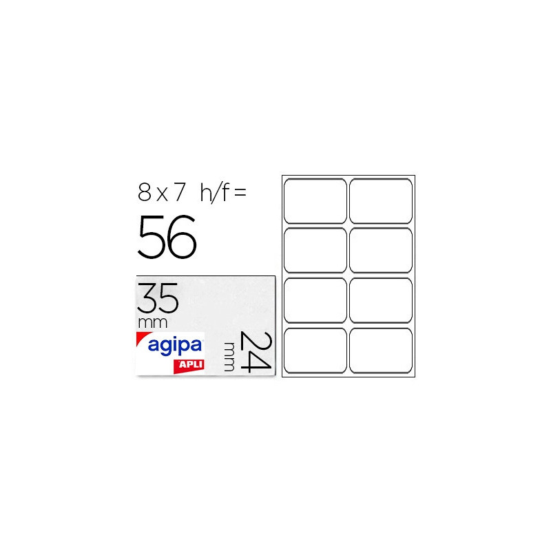 Étiquette adhésive apli agipa bureau 24x35mm pochette 56 unités