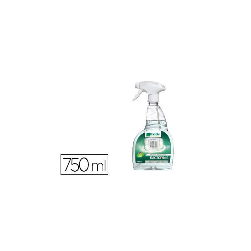 Détergent le vrai désinfectant bactopin plus tous types surfaces collectivités milieux médicalisés sportifs spray 750ml