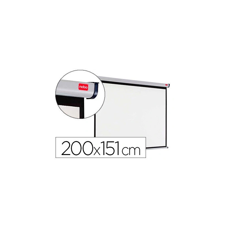 Écran projection nobo mural format 16/10 2 fixations mur ou plafond escamotable poids 7.22kg 200x151cm